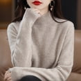 thumbnail image 6 of Baberdicy Women's Half Zip Sweaters Long Sleeve Mock Neck Loose Fit Casual Winter Pullover Tops, Khaki Xxl, 6 of 6