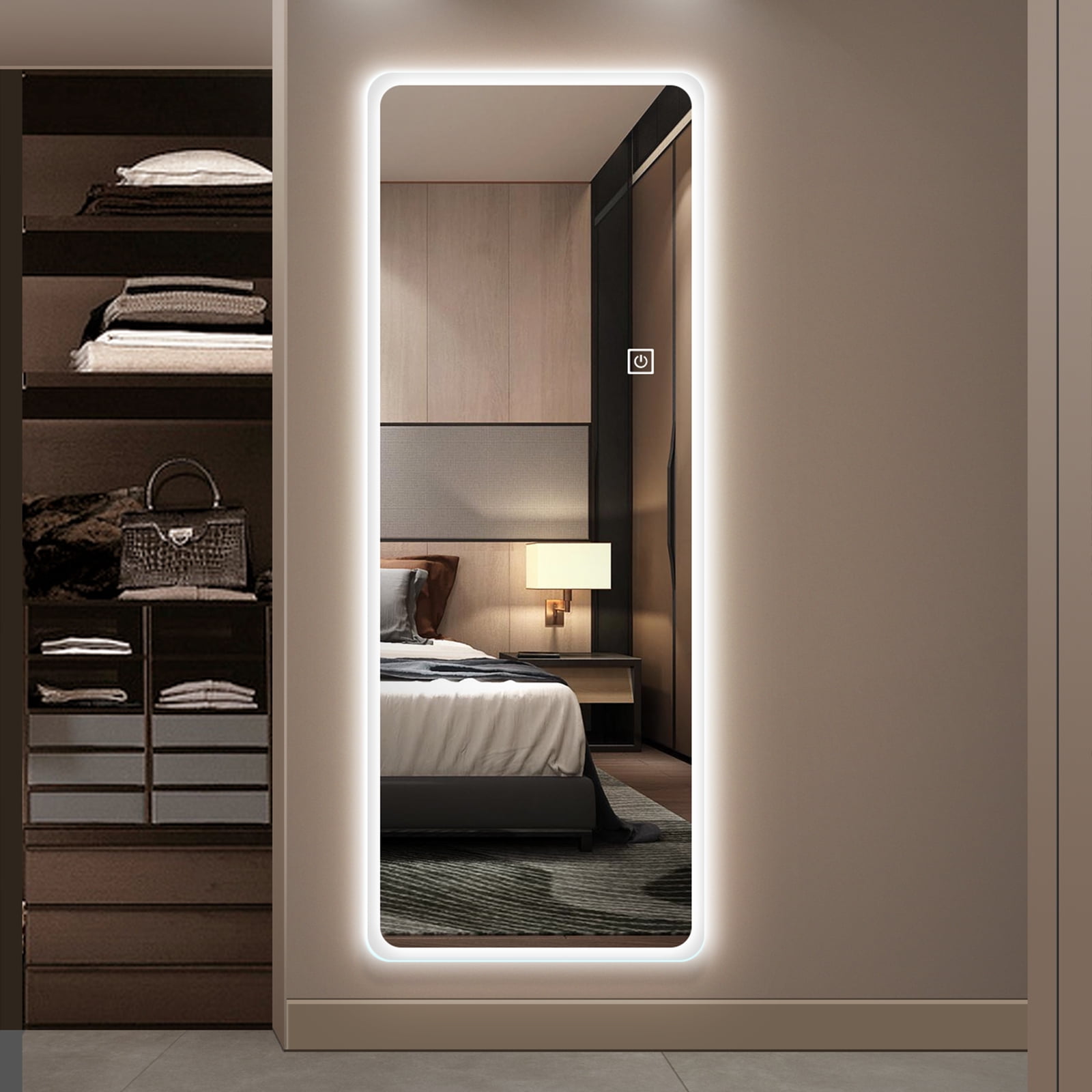 Dropship Full Length Mirror Lighted Vanity Body Mirror LED Mirror  Wall-Mounted Mirror Intelligent Human Body Induction Mirrors Big Size  Rounded Corners, Bedroom,Living Room,Dressing Room Hotel to Sell Online at  a Lower Price