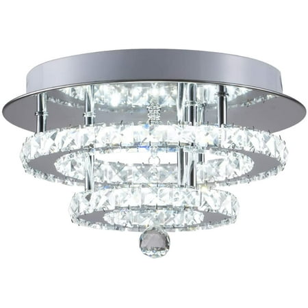 Kai Crystal Ceiling Light Flush Mount Modern Luxury Not Dimmable Led Chandelier Lamp With 6000k 30w 120lm W Smd5730 60leds Lighting For Bedroom Foyer Entry Dining Room Chrome Round 1 Pack Canada Kai Crystal Ceiling Light Flush Mount, Light Fixture Not Dimmable