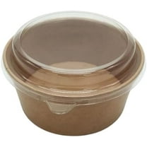 EcoQuality 52oz Round Kraft Paper Bowl Container with Clear PET Lid Disposable Food Bowls for Snacks Salads Soups Meal Prep (300)