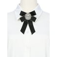 thumbnail image 4 of INSPIRE CHIC Womens Ribbon Brooch Elegant Bowtie Rhinestone Bow Ties for Uniform Dress Black, 4 of 5