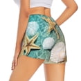 thumbnail image 4 of Picia Starfish And Seashell Pattern Women's 2 in 1 Athletic Running Shorts High Waisted Workout Casual Gym Sweat Shorts with Comfy Liner Zipper Pockets-Medium, 4 of 9