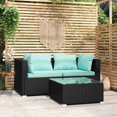 thumbnail image 1 of vidaXL 3 Piece Garden Lounge Set with Cushions Black Poly Rattan, 1 of 4