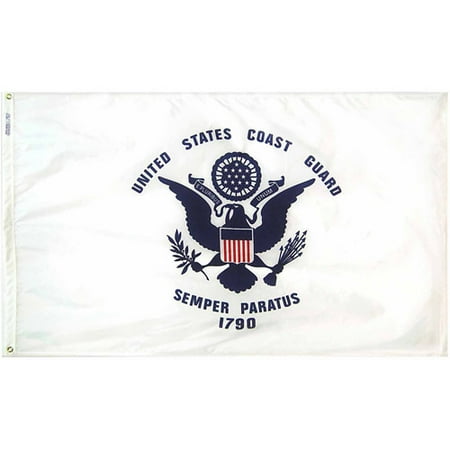 U.S. Coast Guard Military Flag, 4' x 6', Nylon SolarGuard Nyl-Glo, Model# 439127