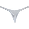 thumbnail image 2 of Botmois Mens Solid Thiny Ice Silk Bikini G-string Male Cheeky T Panties Low-rise Soft Pouch Thong Sexy Tangas Underwear White M, 2 of 3