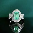 thumbnail image 2 of Twisted Emerald Cut Engagement Ring Green 925 Sterling Silver Cocktail Rings for Women CZ Anniversary Promise Ring for Her, 2 of 7
