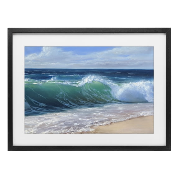 Stupell Industries Content Beach Waves Shore Black Framed Print Under Glass, design by Dimitri Sirenko