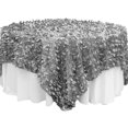 thumbnail image 1 of 1 Pc, Leaf Petal Taffeta Table Overlay Topper 90"X90" Square - Silver For Wedding, Birthday Party, Quinceanera, Or Special Event, 1 of 1