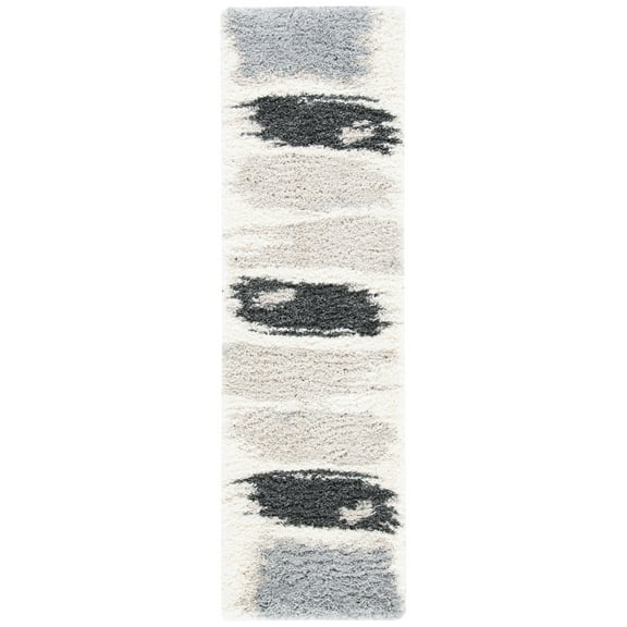 SAFAVIEH Fontana Dashiell Abstract Shag Runner Rug, Grey/Ivory, 2'3" x 10'