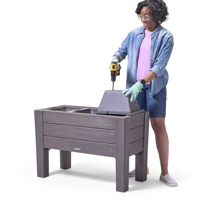Step2 Lakewood 26" Tall Dark Cedar Raised Outdoor Rectangle Resin Planter -  Walmart.com