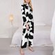 thumbnail image 3 of Balery Milk Cow Conjunto de Pijama con Estampado para Mujer, Conjunto de Dos Piezas con Manga Larga, Ropa de Dormir Suave con Bolsillos, Pijamas Cómodos-XX-Large, 3 of 7