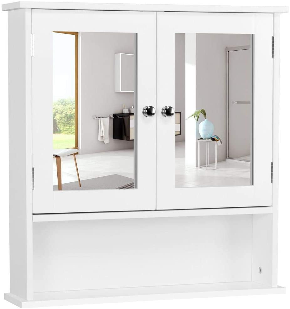 Ktaxon Bathroom Wall Cabinet with Mirror Doors Adjustable ...