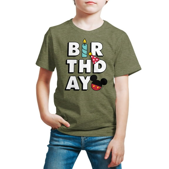Mickey & Friends - Mickey Birthday Icons - Youth Short Sleeve Graphic T-Shirt