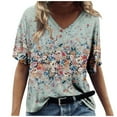 thumbnail image 2 of PENGXIANG T-shirt Imprimé à Manches Courtes à Imprimé Casual Mode pour Femmes Blue L, 2 of 5