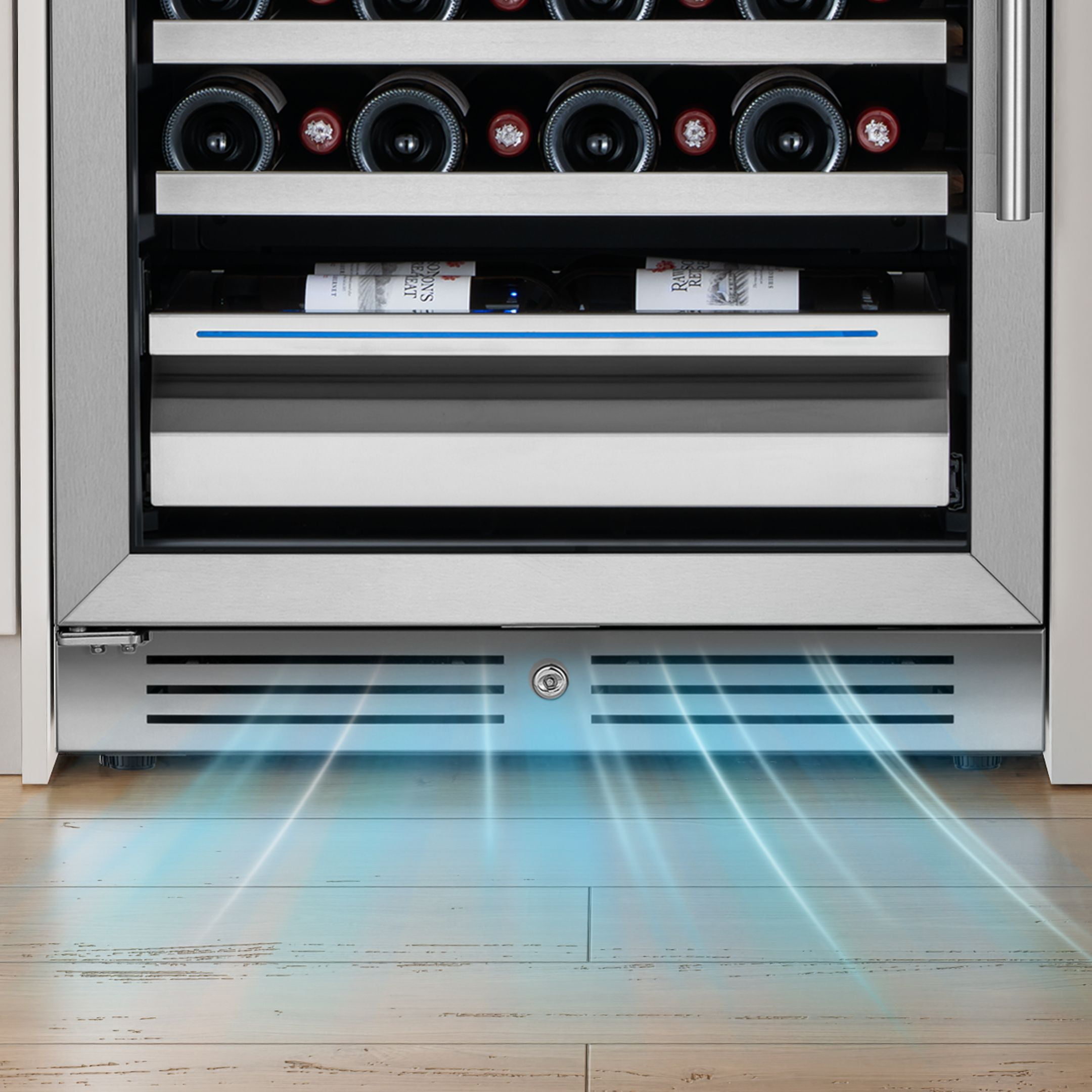 Yeego 24 inch Wine Cooler Refrigerator 89 Bottle Full Size Fridge with Stainless Steel Glass Door for Home/Bar, Built-in or Freestanding(Left-Opening)