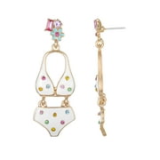 Packed Party Women's Goldtone Bikini Swimsuit Earrings, White