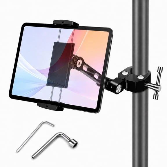 EEEkit Tablet Holder for Microphone Stand, 360° Adjustable Tablet Mount for Mic Stand Compatible with iPad, iPhone and 4.7–12.9 in Devices