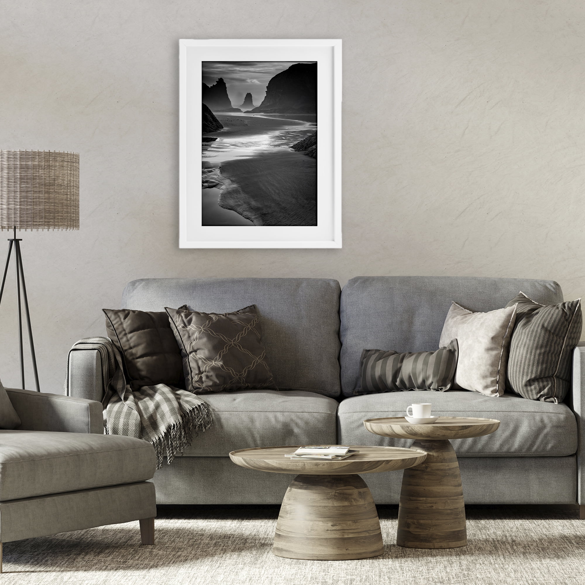 Stupell Industries Last Light On Bandon Beach White Framed Print Under Glass, design by Rick Berk