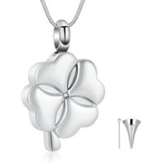 HEARBEINGT Four-Leaf Clover Urn Necklace for Ashes Cremation Jewelry for Women Stainless Steel Memorial Pendant Lucky Keepsake Gift