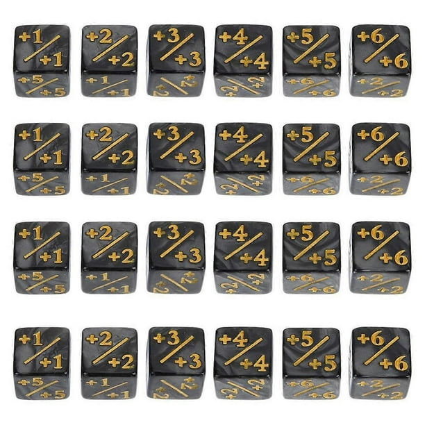 24pcs Dice Counting Tokens Acrylic Dice Squares Positive Negative Dice Card Game Accessories Children Learning Toy Black