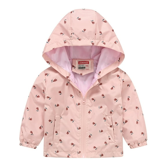 GYRATEDREAM Kids Toddler Girls Cartoon Spring Fall Outerwear Windbreaker Zipper Hooded Lightweight Jackets Coat
