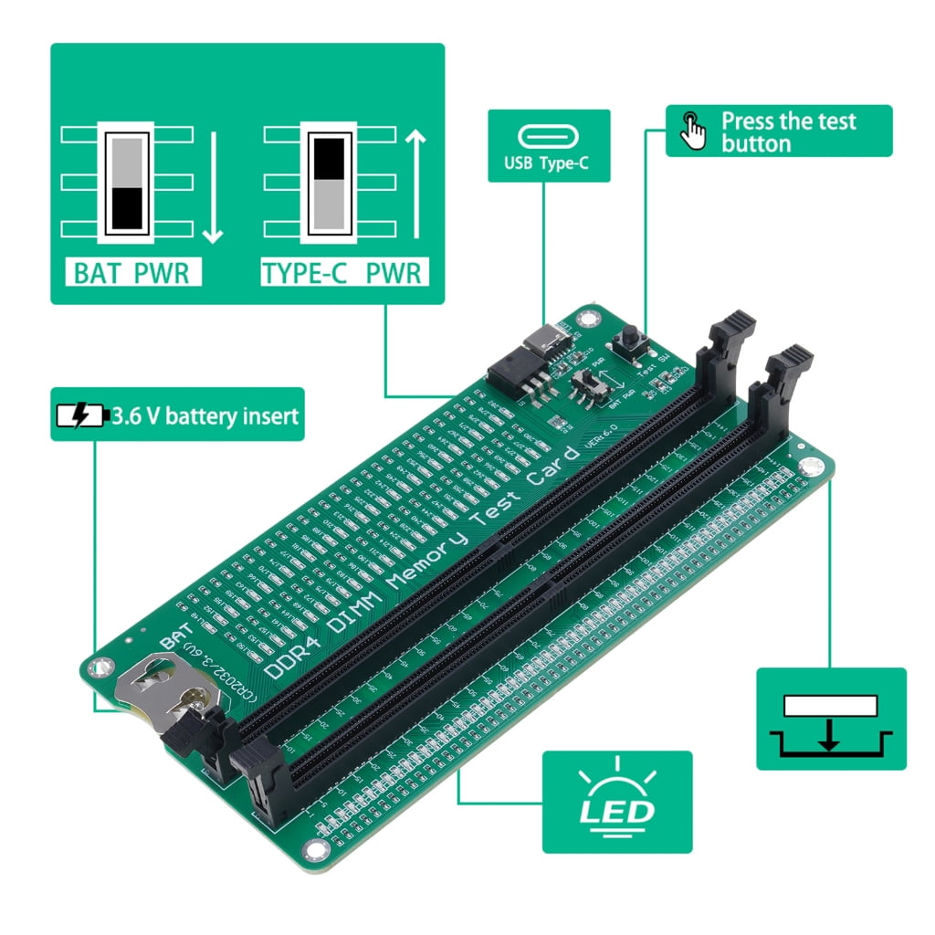 DDR4 DIMM Memory Tester DDR4 Memory Test Card with LED Indicators Desktop Computer for Desktop Computer DDR4