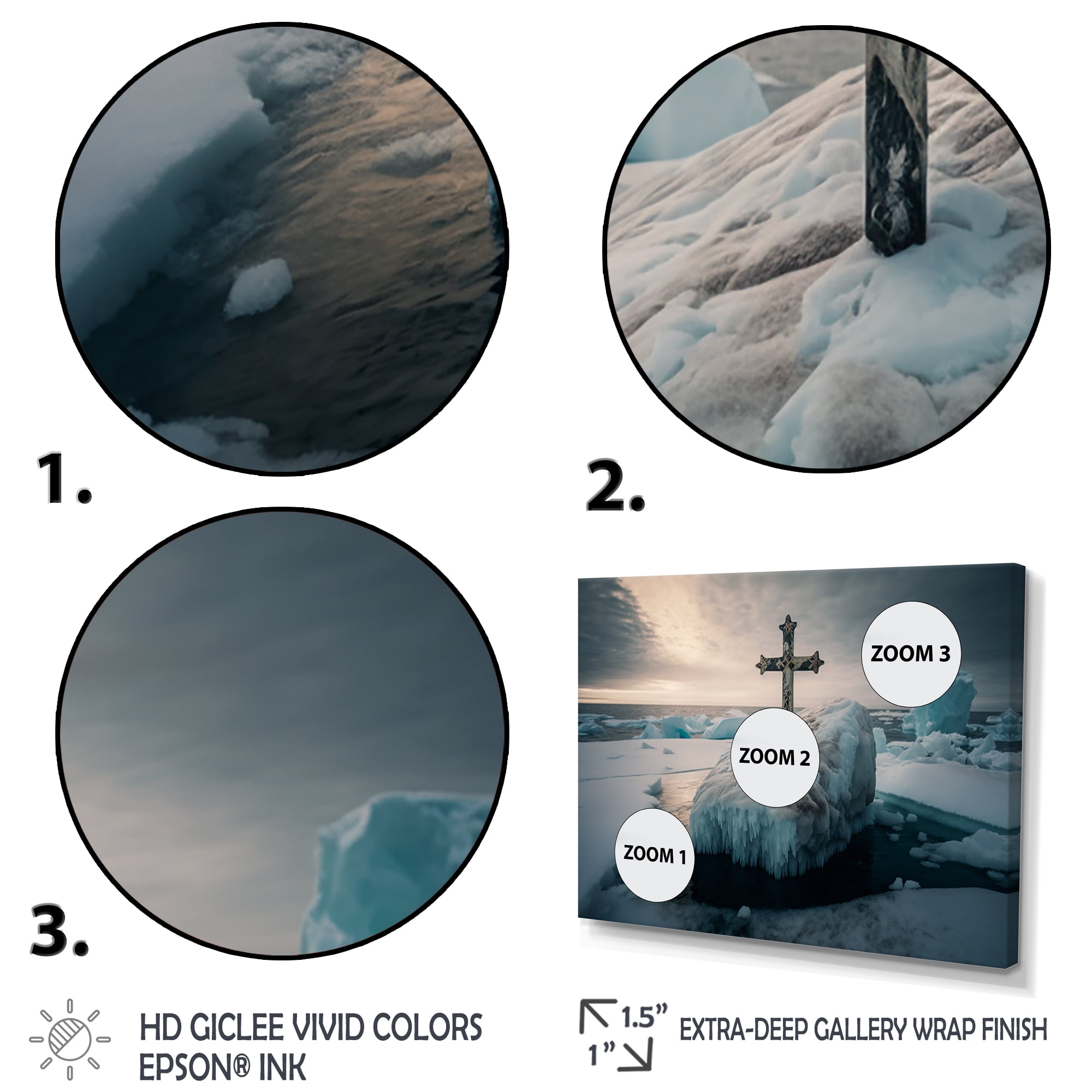 Designart Religious Cross In The Arctic Ocean II Canvas Wall Art