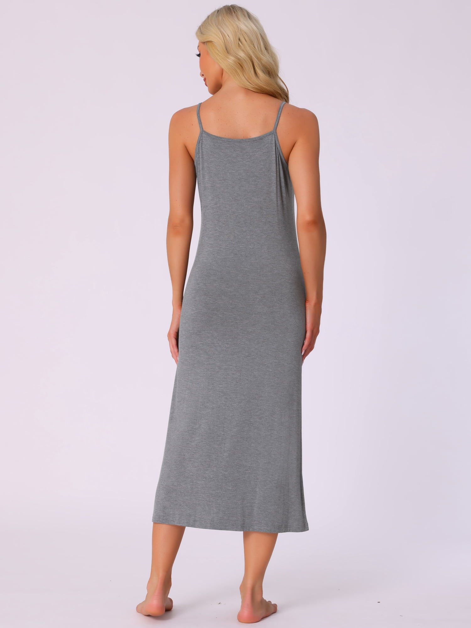 DARING DIVA Women's Spaghetti Strap Full Slip Midi Under Dress XL Grey