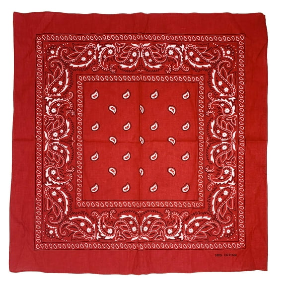 Allgala 12 Pack 100% Cotton Premium Bandanas Head Band Wrap Scarf-Red-HA55905