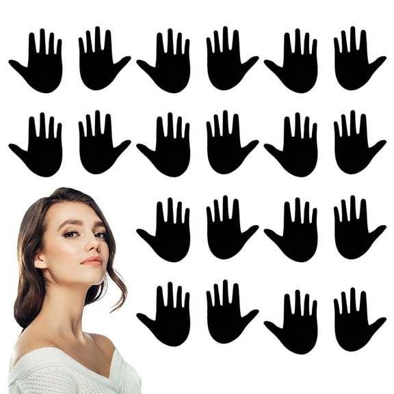 10 Pairs Nipple Covers Disposable Satin Pasties Self Adhesive Palm Shape Breast Cover Petals Stickers for Women-black