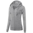 thumbnail image 2 of A2Y Women's Casual Fitted Lightweight Pocket Zip Up Hoodie Heather Grey XL, 2 of 3