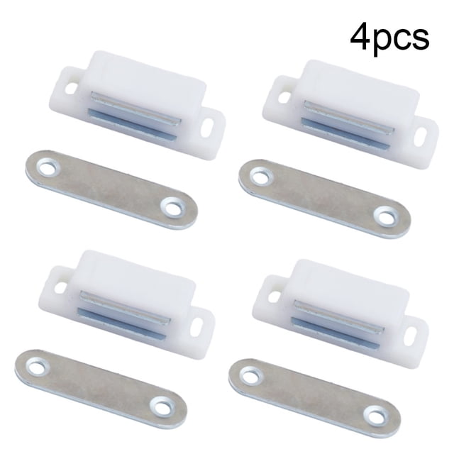 4x Magnetic Catch Cupboard Door Latch White Cabinet Catch Magnet with Screws