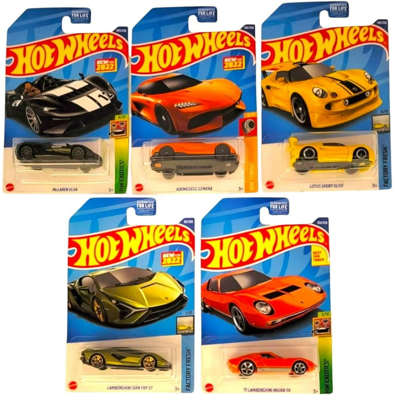 Hot Wheels 2022 Exotics Super Car Set of 5 Diecast Vehicles L2593
