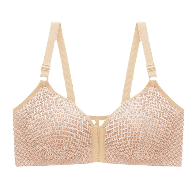 HBFAGFB Bras for Women Comfortable Front Button Built-In Bra without Steel Ring Underwear Beige Size 44