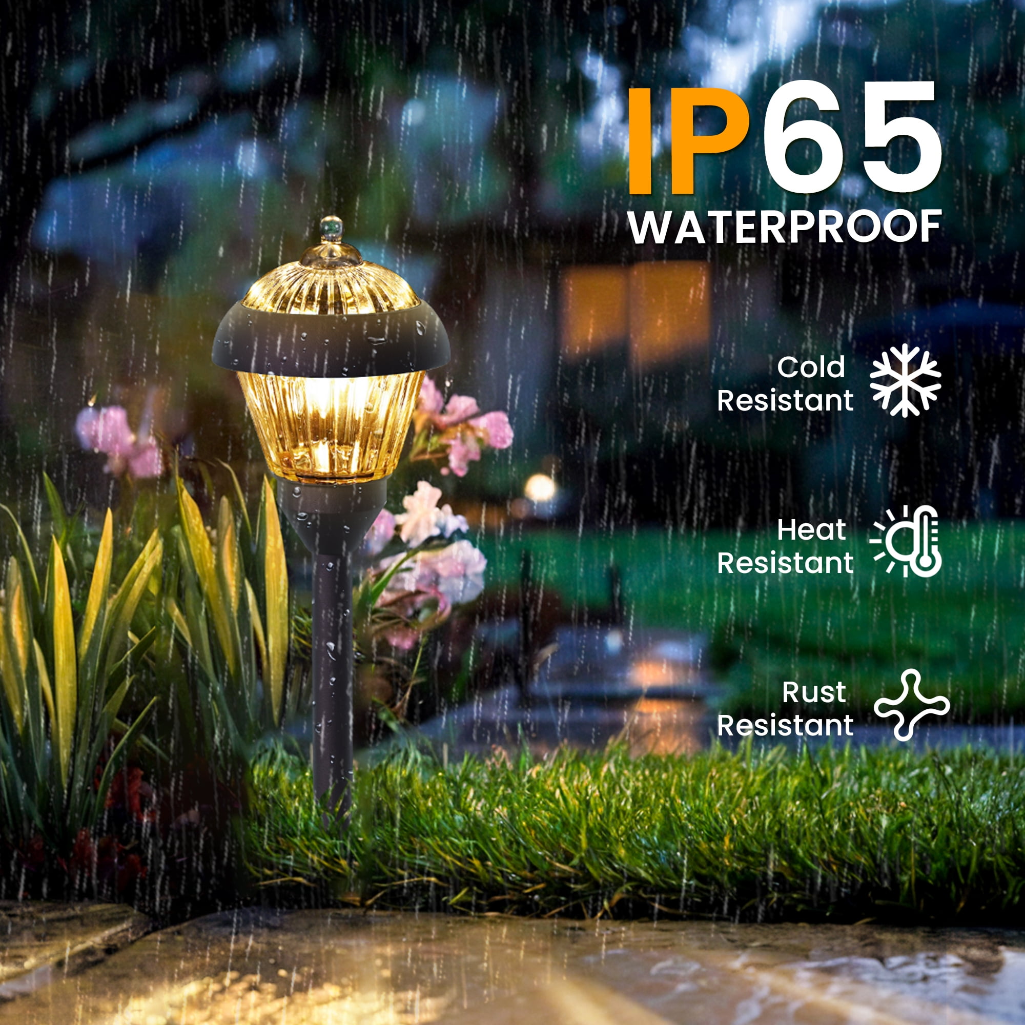 FKHouse Solar Pathway Lights, 4 Pack Bronze Metal Outdoor Garden Lights with 2 LED Bulbs, Waterproof Landscape Lighting for Driveway, Yard, Walkway