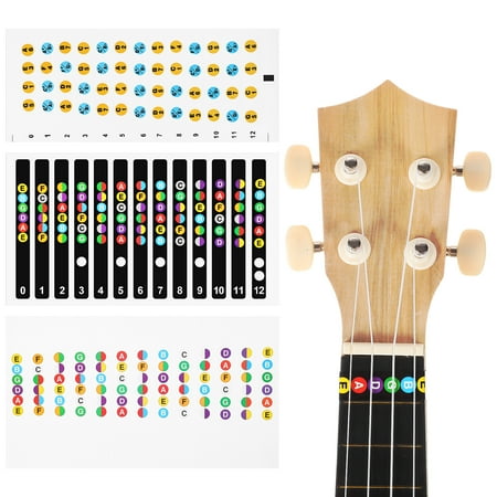 Ukulele Guitar Fretboard Note Stickers Colour Coded Chord Fret Stickers Learning Decals for Practice Beginners