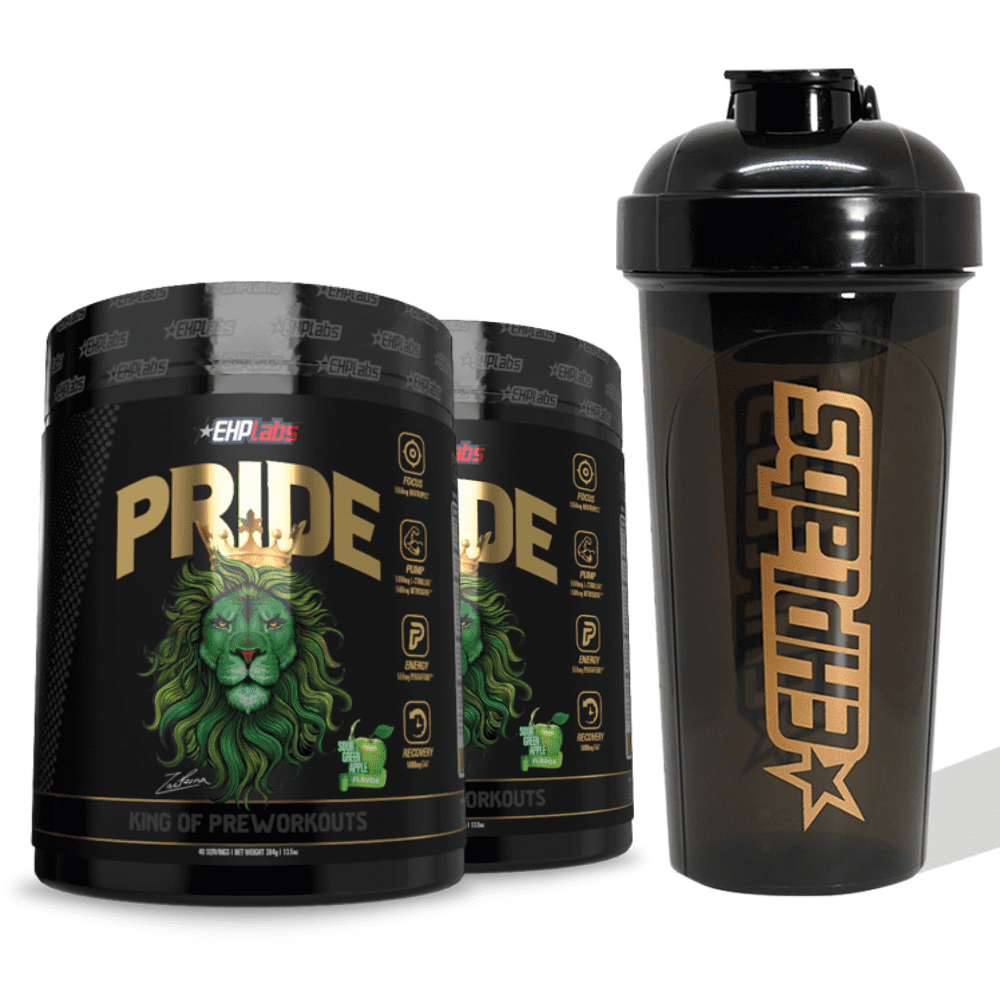EHP Labs PRIDE PreWorkout 40 Servings Green Apple (Pack of 2) w/ Bottle