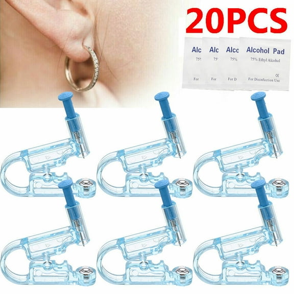 20PCS Safety 30X Disposable Ear Studs Piercing Gun Ear Stud Unit Piercer Tool Kit