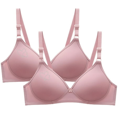 GERsome 2PCS Seamless Bras for Women No Underwire Comfort Soft Push Up Wireless Bra Deep V Plain Bralette Everyday Bra Assorted Color