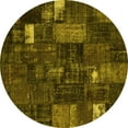 thumbnail image 1 of Ahgly Company Machine Washable Indoor Round Patchwork Yellow Transitional Area Rugs, 4' Round, 1 of 4