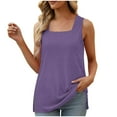 thumbnail image 2 of Htigea Clearance Womens Tank Tops Summer Square Neck Sleeveless T Shirts Loose Casual Tunic Tops for Leggings Today Sales Purple,L, 2 of 6