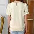 thumbnail image 3 of Inglocry Girls Summer Shirts Cute Puff Short Sleeve Tops Casual Crewneck Tee Blouse Floral Boho Summer Tops For Teens 5-14 Years Yellow 3-4Y, 3 of 6