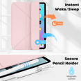 thumbnail image 6 of GKABXY Case Compatible with iPad (A16) 11th Generation 11 Inch 2025, iPad 10th Generation 10.9 Inch 2022, Tri-Fold Y-Fold Stand Case, Smart Cover Auto Wake/Sleep, Touch ID Compatible, Pink, 6 of 9