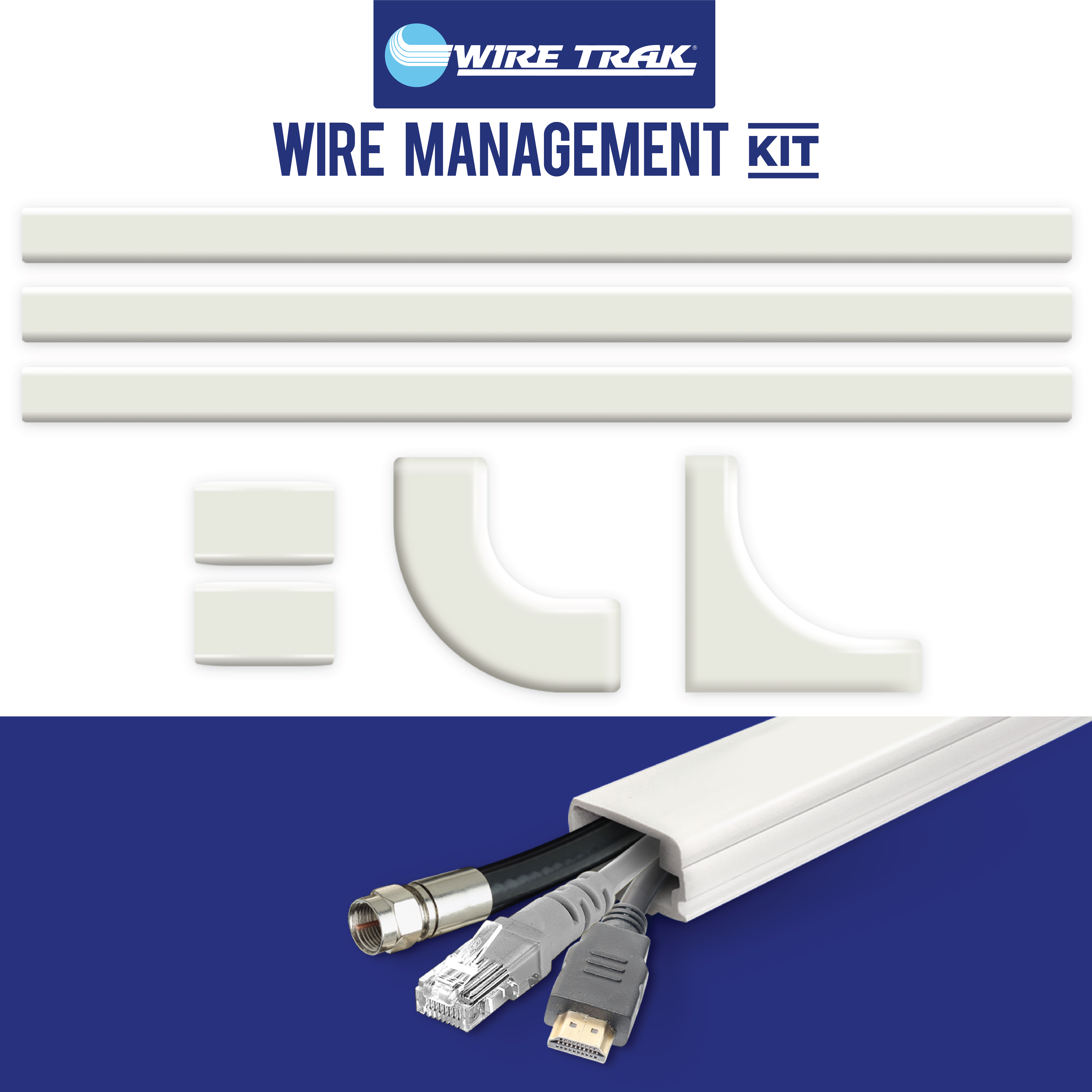 Wire Trak Wire Management Kit, 54 Inches, White photo 1