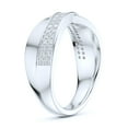 thumbnail image 4 of Sterling Silver 6.5mm Wide X CrissCorss Two Rows Simulated Round Brilliant Cut Diamond Wedding Ring (6.5), 4 of 6