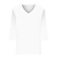 thumbnail image 4 of Oversized Tshirts for Women, 3/4 Sleeve Summer Solid V Neck Travel Tops, White S, 4 of 5