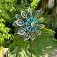 thumbnail image 4 of Gerson 51 inch Copper Blue Metal Wind Spinner Garden Stake Yard Art, 4 of 5