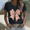 thumbnail image 2 of Yhmxh T-shirts pour Femmes Imprimé Cœur Nœud Manches Courtes Col Rond T-Shirt Hauts d'Été pour Femmes Manches Courtes Chemises d'Été sous-Vêtements T-shirts pour Femmes, 2 of 5
