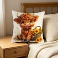 thumbnail image 6 of Bomd Highland Cow Decorative Throw Pillow Covers , Decorative Floral Farm Animal Design, Modern Square Home Decorative Pillowcases Cushion Cases for Sofa Bed Chair, 17.7x17.7 Inch, 6 of 6