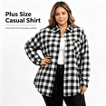 thumbnail image 2 of QIUOMBBP Long Sleeve Shirts for Women Plus Size Button Down Plaid Tops Casual Chest Pocket Lapel Shacket, 2 of 11